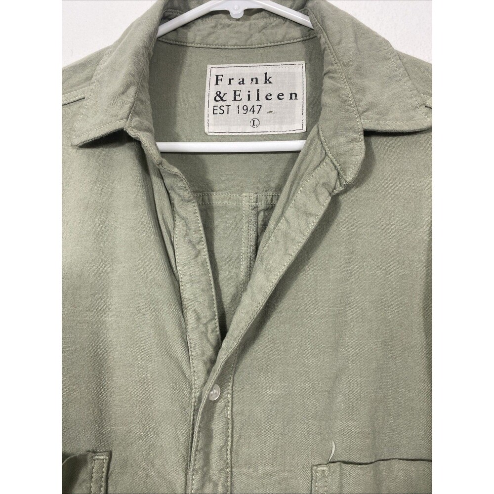 Frank & Eileen Northern Ireland Jumpsuit Sage Sz L Linen Blend Utility - Picture 6 of 16